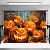 Aperturee Aperturee Abstract Jack O’ Lantern Oil Painting Photography Backdrop Colorful Carved Pumpkins Modern Halloween Photo Prop