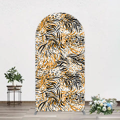 Aperturee - Aperturee Abstract Leopard Zebra Print Birthday Arch Backdrop