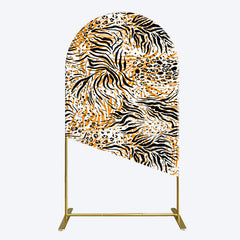 Aperturee - Aperturee Abstract Leopard Zebra Print Birthday Arch Backdrop