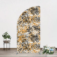 Aperturee - Aperturee Abstract Leopard Zebra Print Birthday Half Moon Arch Backdrop