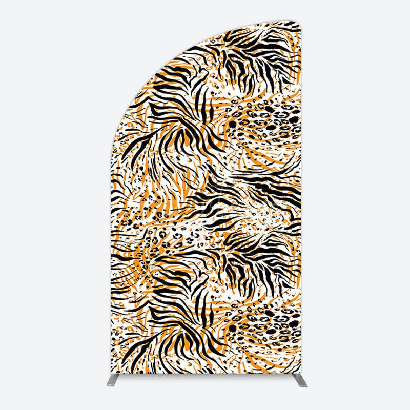 Aperturee - Aperturee Abstract Leopard Zebra Print Birthday Half Moon Arch Backdrop