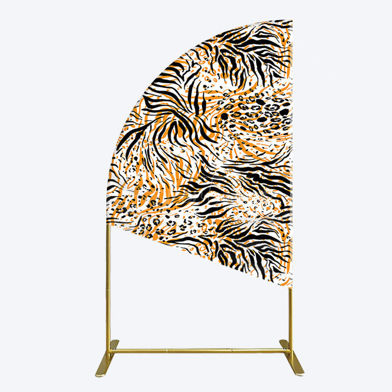 Aperturee - Aperturee Abstract Leopard Zebra Print Birthday Half Moon Arch Backdrop