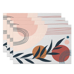 Aperturee - Aperturee Abstract Modern Lines Leaves Dot Set Of 4 Placemats