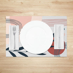 Aperturee - Aperturee Abstract Modern Lines Leaves Dot Set Of 4 Placemats