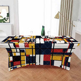 Aperturee - Aperturee Abstract Mondrian Color Block Fitted Stretch Table Cover