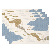 Aperturee - Aperturee Abstract Mountain Placemats Set of 4 with Brown Earth Tones for Rustic and Modern Dining Table Decor
