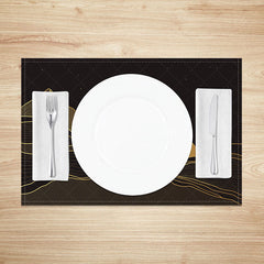 Aperturee - Aperturee Abstract Mountain Sunset Placemats Set of 4 with Dark Night Sky for Modern and Moody Dining Decor