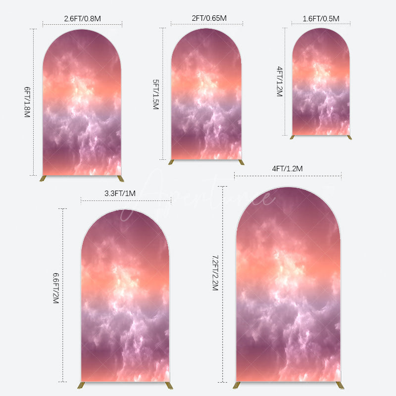 Aperturee - Aperturee Abstract Orange Red White Clouds Scene Arch Backdrop