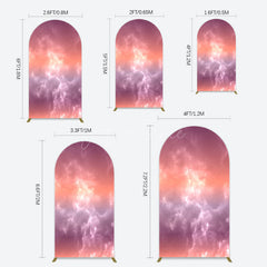 Aperturee - Aperturee Abstract Orange Red White Clouds Scene Arch Backdrop