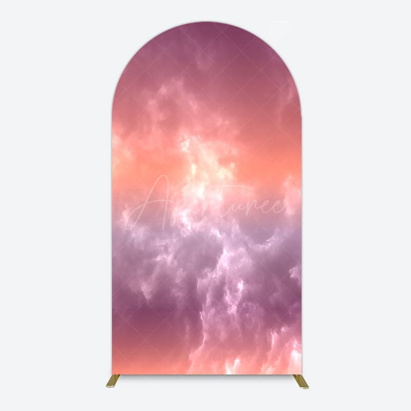 Aperturee - Aperturee Abstract Orange Red White Clouds Scene Arch Backdrop