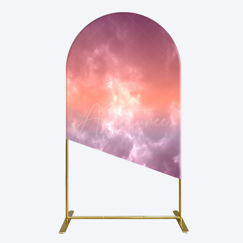 Aperturee - Aperturee Abstract Orange Red White Clouds Scene Arch Backdrop