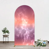 Aperturee - Aperturee Abstract Orange Red White Clouds Scene Arch Backdrop