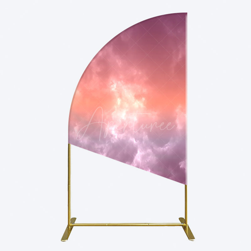 Aperturee - Aperturee Abstract Orange Red White Clouds Scene Half Moon Arch Backdrop