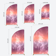 Aperturee - Aperturee Abstract Orange Red White Clouds Scene Half Moon Arch Backdrop