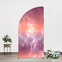 Aperturee - Aperturee Abstract Orange Red White Clouds Scene Half Moon Arch Backdrop
