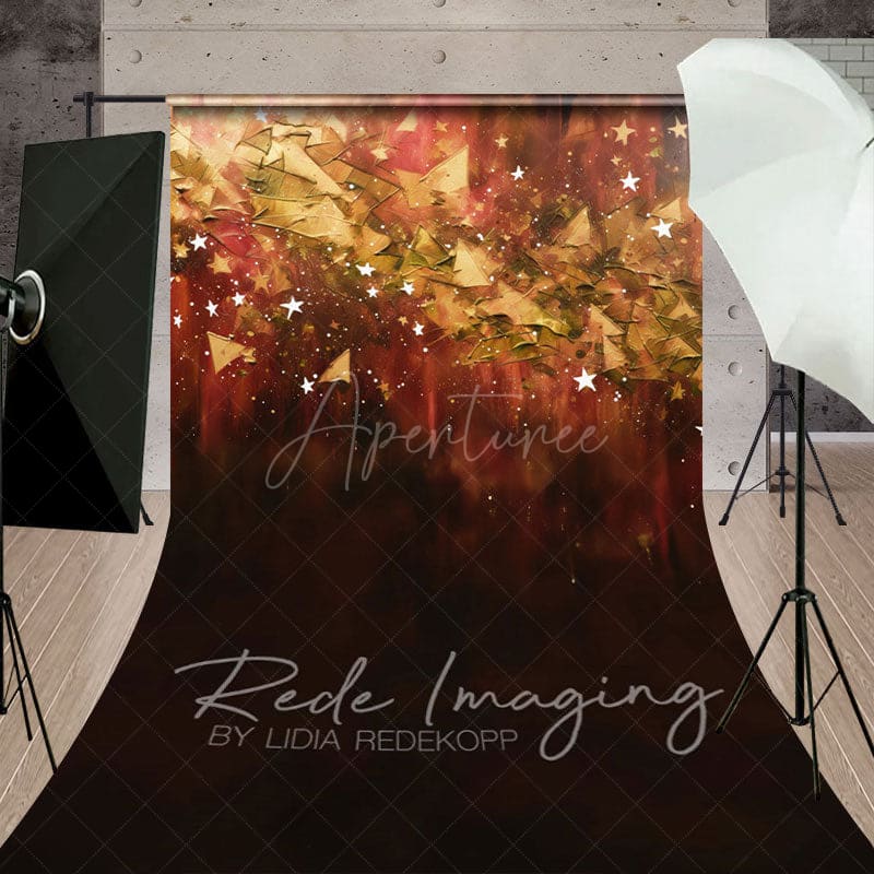 Aperturee - Aperturee Abstract Orange Stars Fine Art Sweep Photo Backdrop