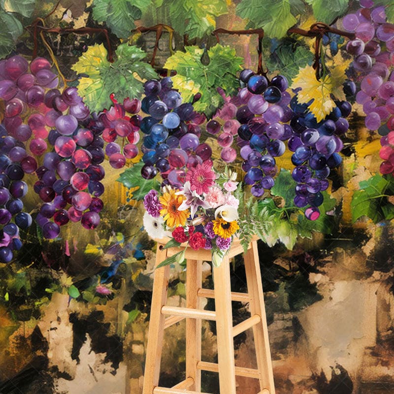 Aperturee - Aperturee Abstract Painted Grapes Brown Fine Art Photo Backdrop