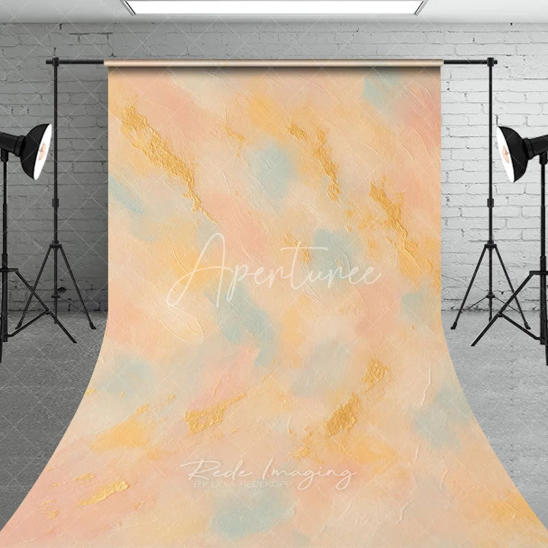 Aperturee - Aperturee Abstract Pastel Peach Pink Blue Gold Sweep Backdrop Textured Artistic Photography Background
