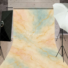 Aperturee - Aperturee Abstract Pastel Watercolor Texture Sweep Backdrop with Gold Veins for Elegant Photography and Events