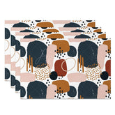 Aperturee - Aperturee Abstract Pink Blue Brown Dots Set Of 4 Placemats