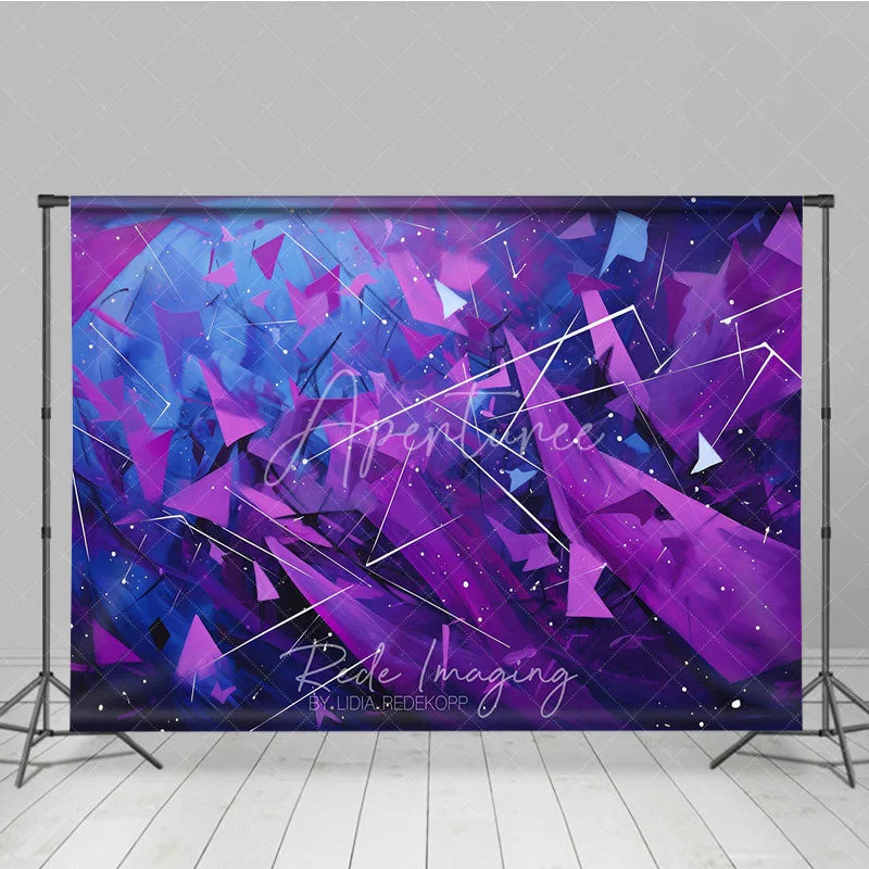 Aperturee - Aperturee Abstract Purple and Blue Geometric Photography Backdrop Artistic Modern Party Decor