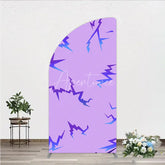 Aperturee - Aperturee Abstract Purple and Blue Gradient Jagged Pattern Half Moon Arch Backdrop Energetic Modern Party Decor