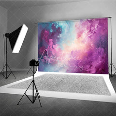Aperturee - Aperturee Abstract Purple and Blue Oil Painting Photography Backdrop Artistic Textured Portrait Background