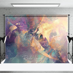 Aperturee - Aperturee Abstract Purple and Gold Oil Painting Photography Backdrop Artistic Texture Studio Background