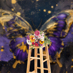 Aperturee - Aperturee Abstract Purple Gold Butterfly Photography Backdrop