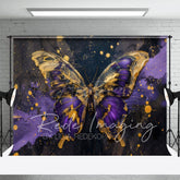 Aperturee - Aperturee Abstract Purple Gold Butterfly Photography Backdrop