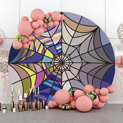 Aperturee Aperturee Abstract Purple Spiderweb Round Birthday Backdrop