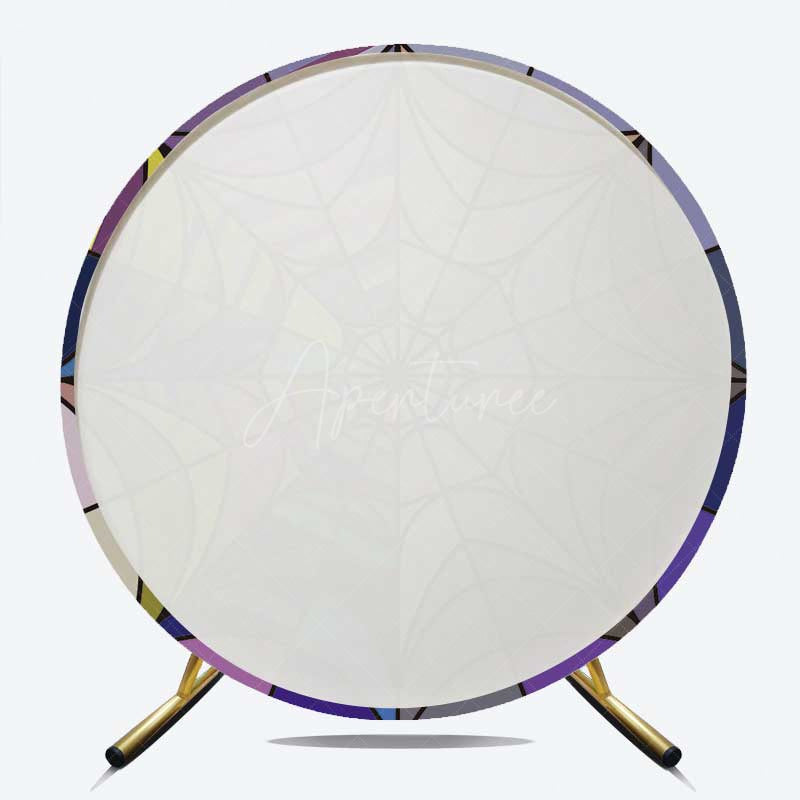 Aperturee Aperturee Abstract Purple Spiderweb Round Birthday Backdrop