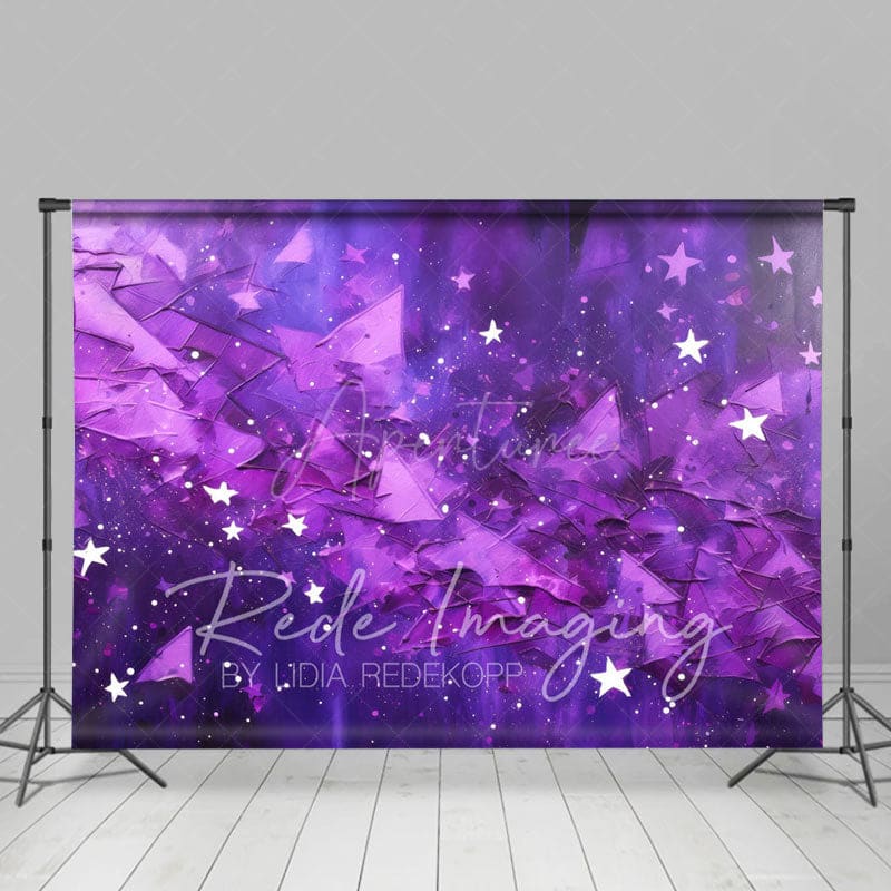 Aperturee - Aperturee Abstract Purple Stars Fine Art Photography Backdrop