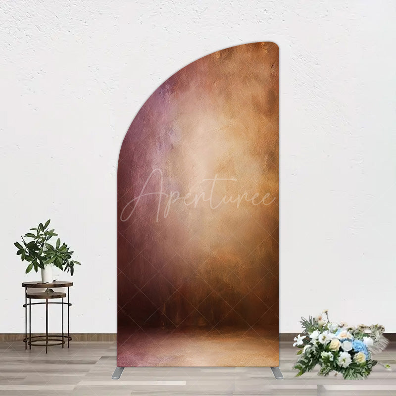 Aperturee - Aperturee Abstract Red Gold Mixed Pattern Birthday Half Moon Arch Backdrop