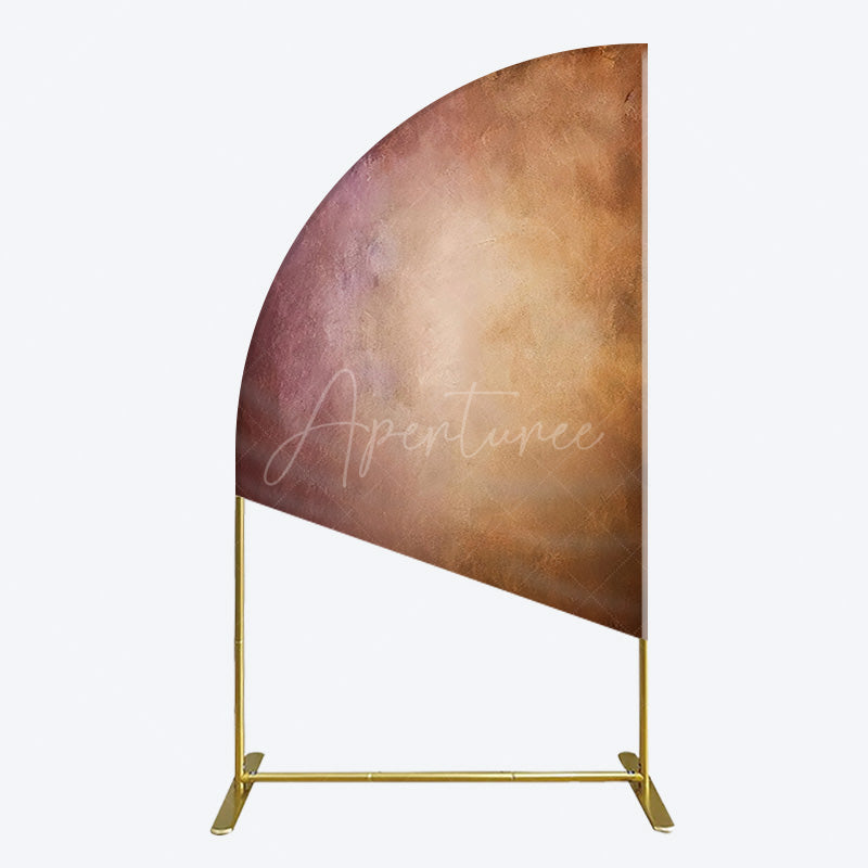 Aperturee - Aperturee Abstract Red Gold Mixed Pattern Birthday Half Moon Arch Backdrop