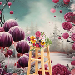 Aperturee - Aperturee Abstract Red Pink Rose Bud Photography Backdrop