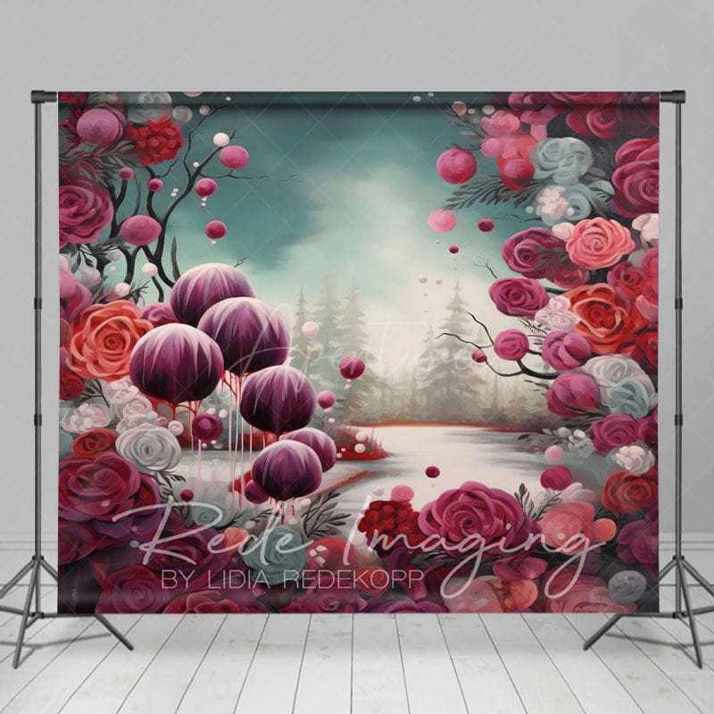 Aperturee - Aperturee Abstract Red Pink Rose Bud Photography Backdrop