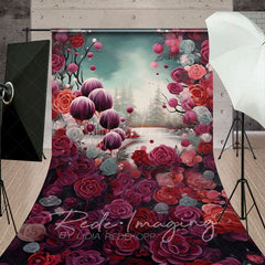 Aperturee - Aperturee Abstract Red Pink Rose Bud Sweep Photo Backdrop