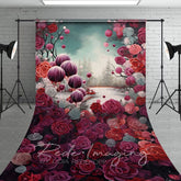 Aperturee - Aperturee Abstract Red Pink Rose Bud Sweep Photo Backdrop