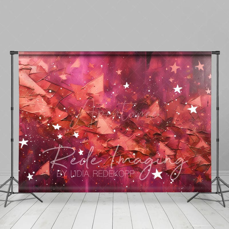 Aperturee - Aperturee Abstract Red Stars Fine Art Photography Backdrop