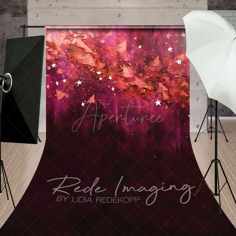 Aperturee - Aperturee Abstract Red Stars Fine Art Sweep Photo Backdrop