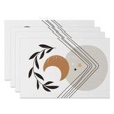 Aperturee - Aperturee Abstract Simple Leaves Moon Stars Set Of 4 Placemats