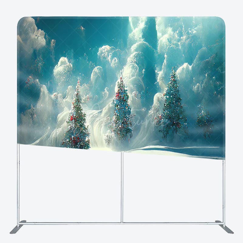 Aperturee - Aperturee Abstract Sky Trees Christmas Tension Fabric Backdrop