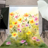 Aperturee - Aperturee Abstract Spring Painted Floral Photo Sweep Backdrop