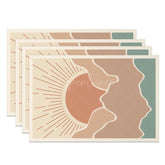 Aperturee - Aperturee Abstract Sun Mountain Landscape Set Of 4 Placemats