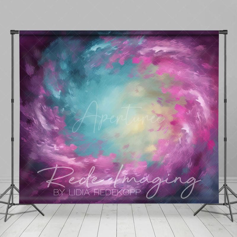 Aperturee - Aperturee Abstract Swirl Purple Blue Yellow Painterly Backdrop