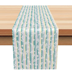 Aperturee - Aperturee Abstract Table Runner with Bamboo Floral and Stripe Pattern for Modern Zen Style Kitchen Dining Decor