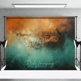 Aperturee - Aperturee Abstract Teal and Orange Oil Painting Photography Backdrop Artistic Texture Background for Portrait