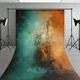Aperturee - Aperturee Abstract Teal and Orange Smoke Sweep Backdrop Artistic Portrait Photography Background