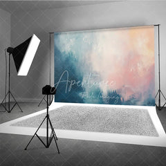 Aperturee - Aperturee Abstract Teal Pink White Painterly Photography Backdrop Artistic Photo Studio Portrait and Event Background Decor